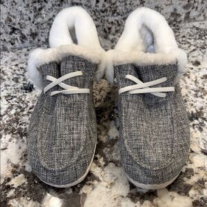Cozy Gray Faux Fur Lined Slippers